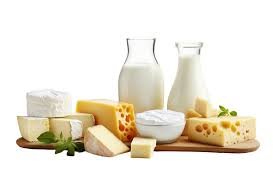Milk, butter and cheese